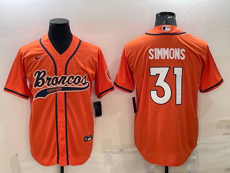 NFL Denver Broncos #31 Simmons Orange Joint-design Jersey