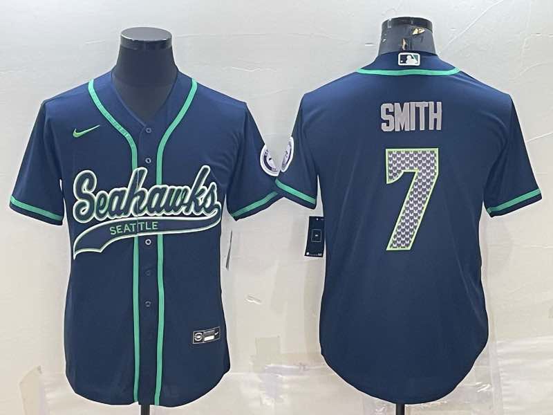 NFL Seattle Seahawks #7 Smith Joint-design Blue Jersey