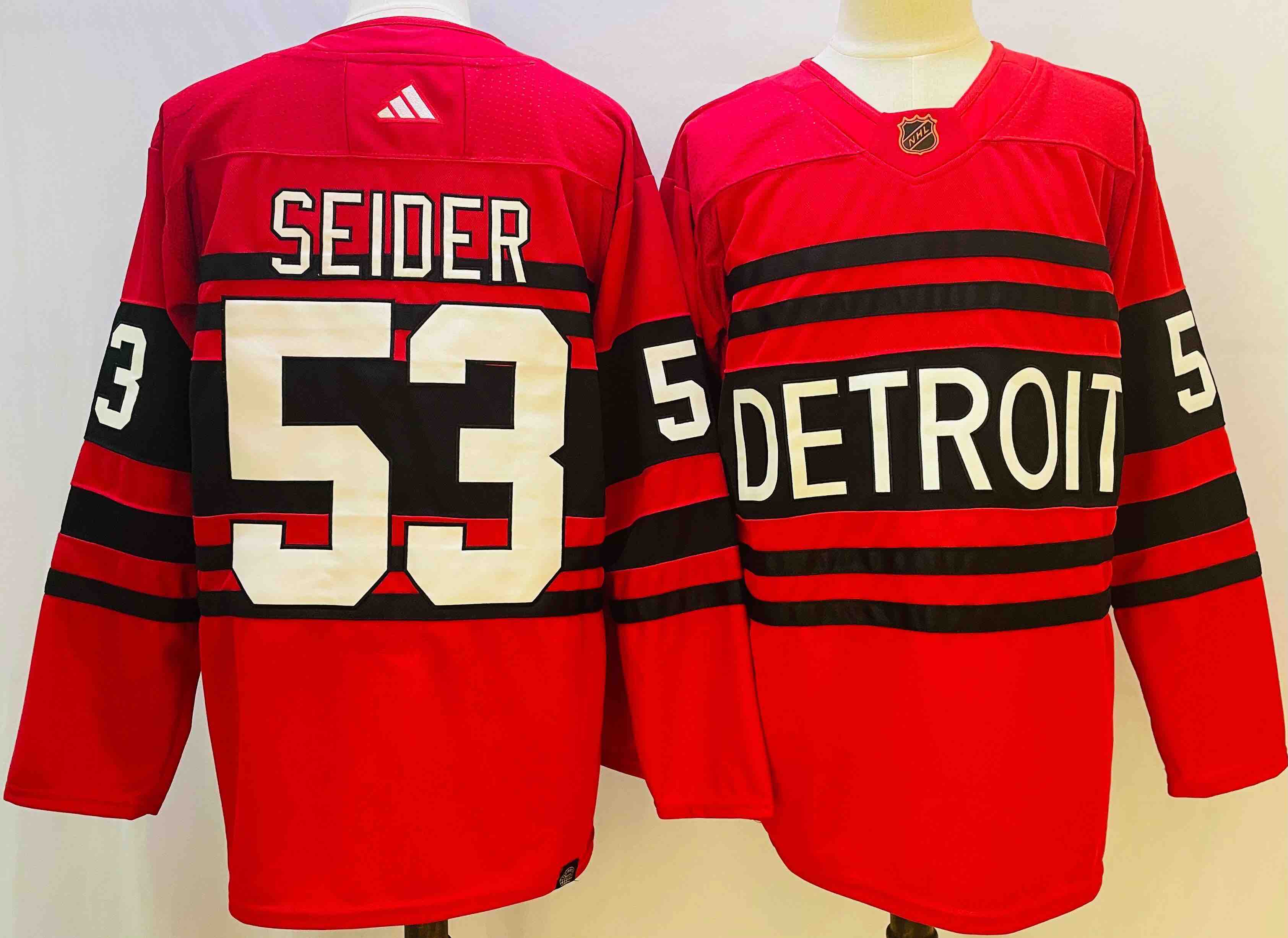 NHL Detroit Red Wings #53 Seider Red Jersey