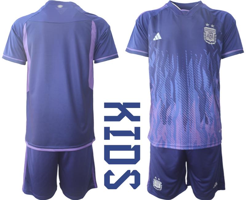 Argentina Away Blank Kids Football Jersey Suit