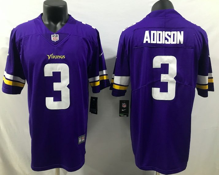 NFL Minnesota Vikings #3 Addison Purple Jersey