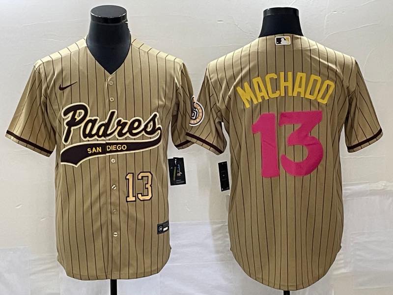MLB San Diego Padres #13 Machado Yellow Joint-design Jersey