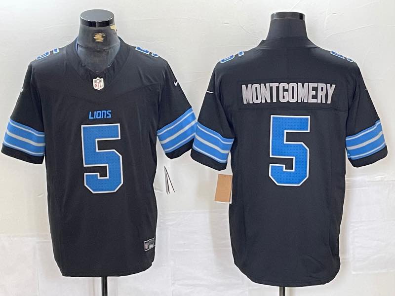 NFL Detriot lions #5 Montgomery Black New Jersey
