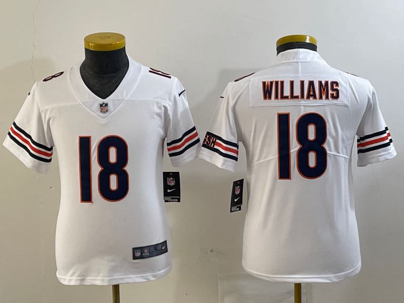 Kids NFL Chicago Bears #18 Williams White Jersey