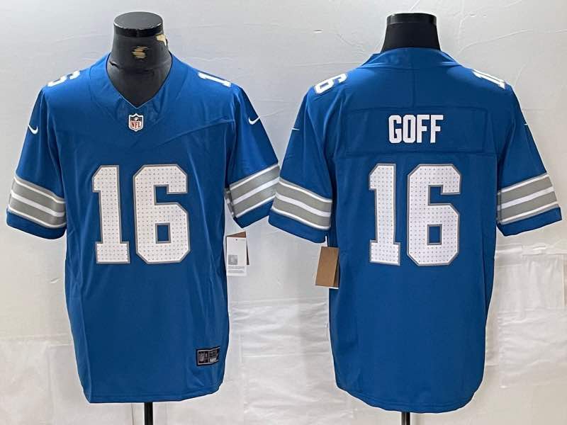 NFL Detriot lions #14 Goff Blue New Jersey