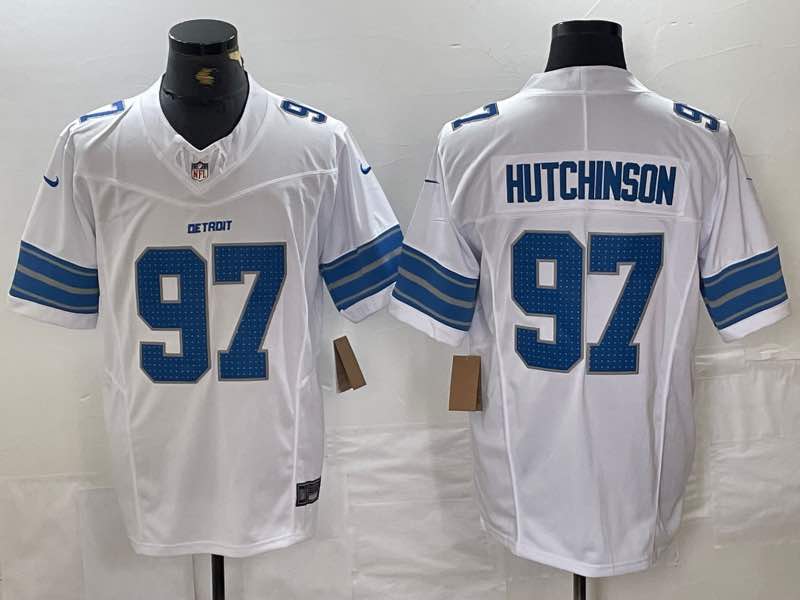 NFL Detriot lions #97 Hutchinson White New Jersey