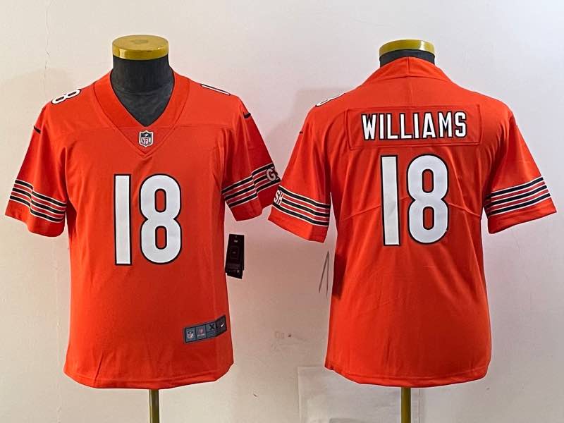 Kids NFL Chicago Bears #18 Williams Orange Jersey