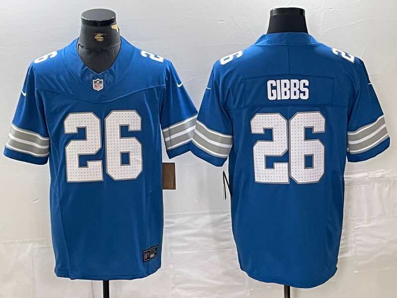 NFL Detriot lions #26 Gibbs Blue New Jersey