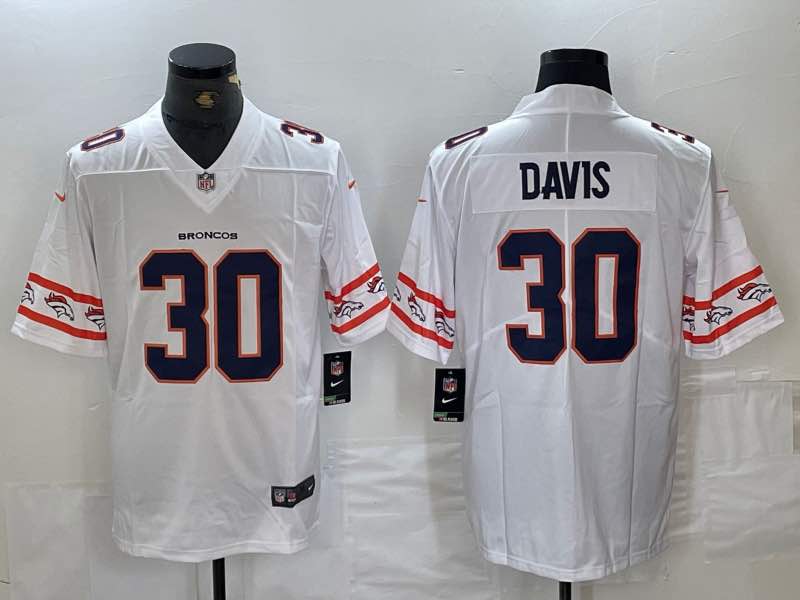 NFL Denver Broncos #30 Davis White Jersey
