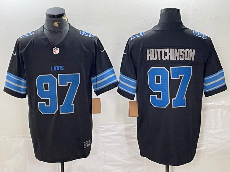 NFL Detriot lions #97 Hutchinson black New Jersey