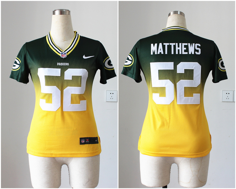 NFL Green Bay Packers #52 Matthews Split Elite Women Jerseys