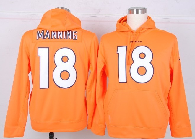 Denver Broncos #18 Manning Orange COlor Hoodie Sweater