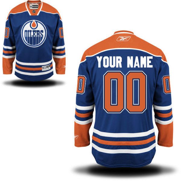 Dark Blue Edmonton Oilers #00 Your Name Home Premier Custom NHL Jersey