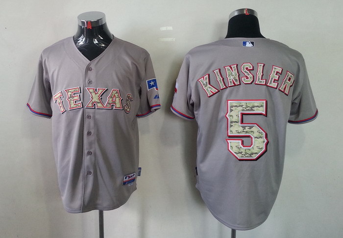 MLB Texas Rangers #5 Kinsler Grey Camo jerseys