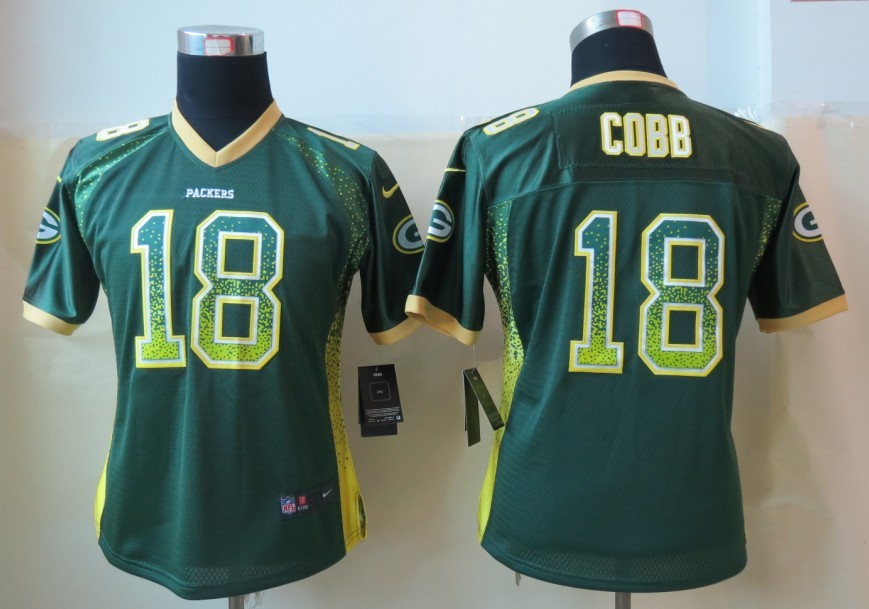 Women 2013 NEW Nike Green Bay Packers 18 Cobb Drift Fashion Green Elite Jerseys