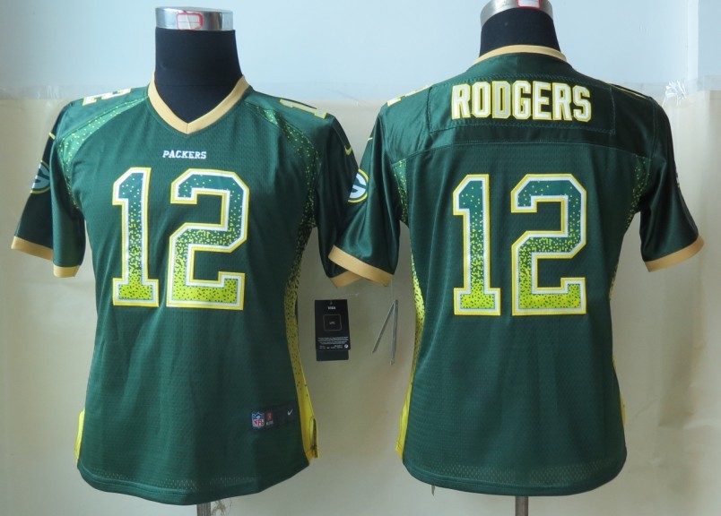 Women 2013 NEW Nike Green Bay Packers 12 Rodgers Drift Fashion Green Elite Jerseys