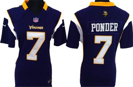 NIKE women black Ponder jersey, Minnesota Vikings #7 jersey