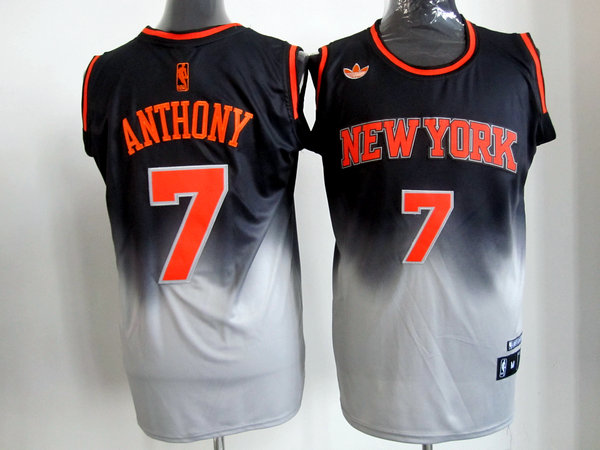 black grey Carmelo Anthony Revolution 30 NBA New York Knicks #7 Jersey