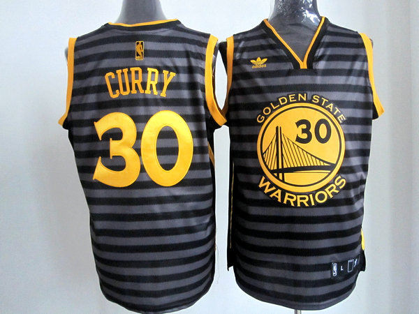 Revolution 30 Grey Black stripe #30 Curry NBA Golden State Warriors Jersey