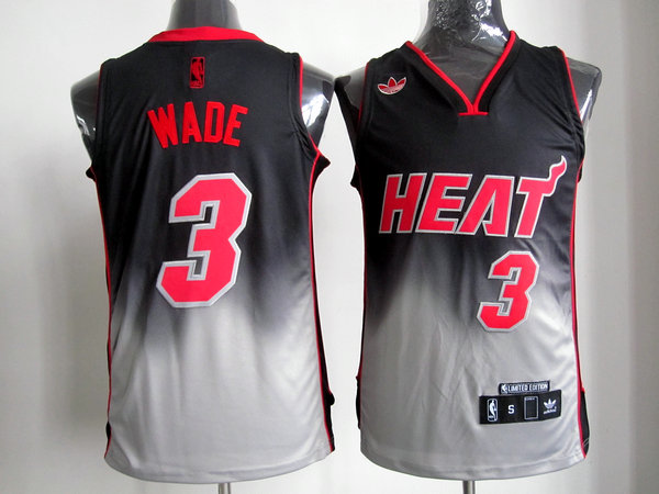 NBA Miami Heat #3 Dwyane Wade Revolution 30 black grey Jersey