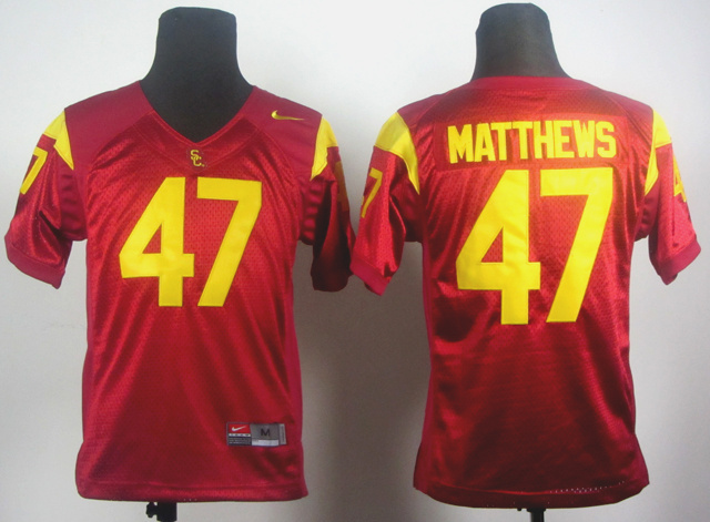 USC trojans #47 Clay Matthews red color jersey