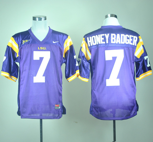 NCAA Football LSU Tigers #7 Honey Badger Purple Jersey