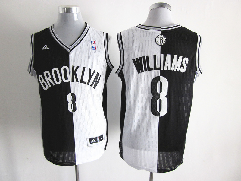 Adidas half and half New York Nets #8 Williams black white jersey